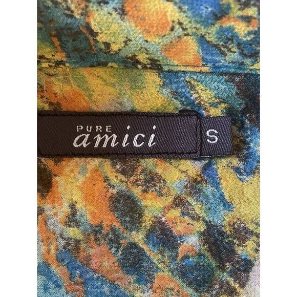 Pure Amici 100 % Silk Button Down Blouse Size S Multicolor Abstract Print - Picture 4 of 9